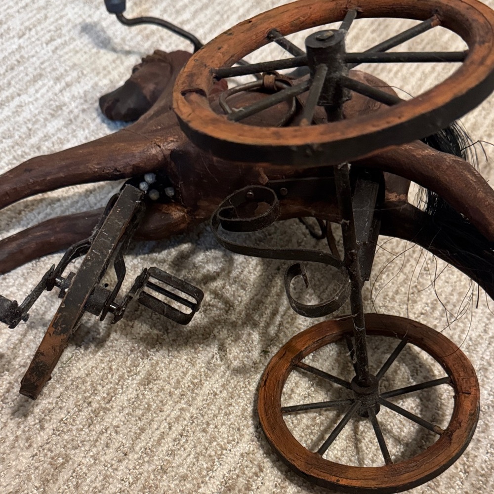 Vintage Brown Horse Tricycle Home Accent - Picture 8 of 10